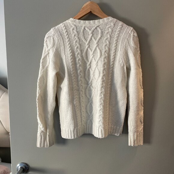VGUC Madewell x Sezane Marin Cable Knit Sweater in Antique Cream Size XXS - Picture 3 of 8